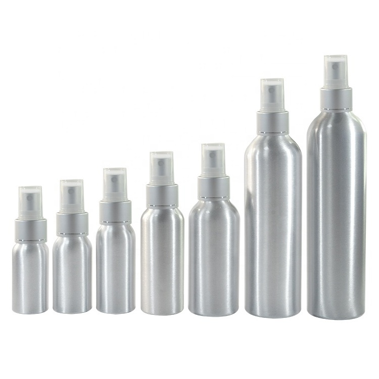 Wholesales cosmetic water free shampoo spray aluminum bottle 30ml 50ml 100ml 120ml 150ml 250ml aluminum perfume spray bottle