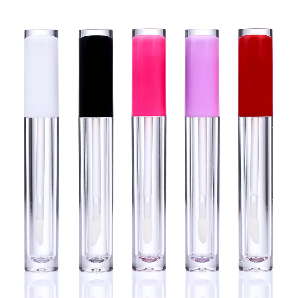 Private Label Cosmetic Bulk Wholesale Round Shape Luxury Lip Gloss Wand Bottle Tubes