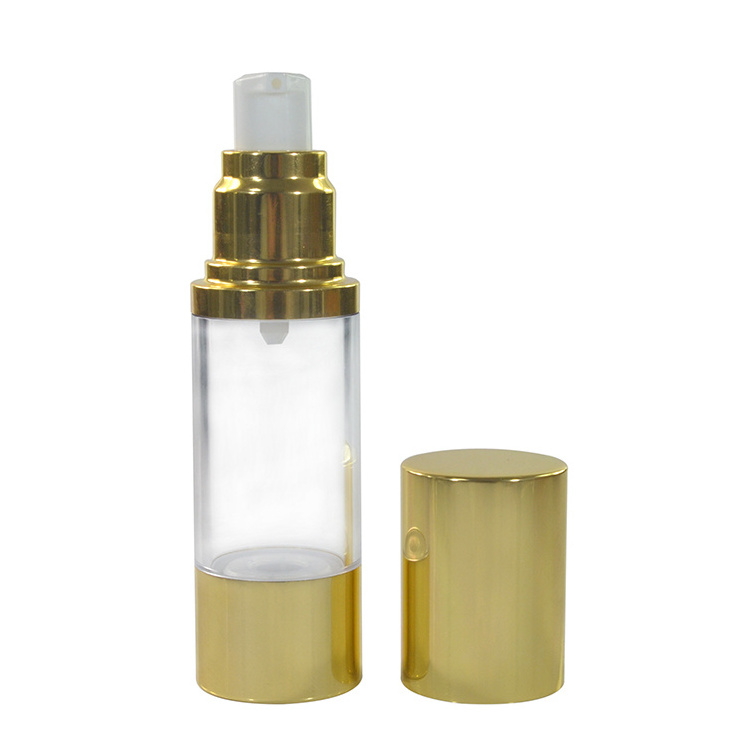 15ml 30ml 50ml gold silver cosmetic lotion airless cosmetic pump bottle in stock