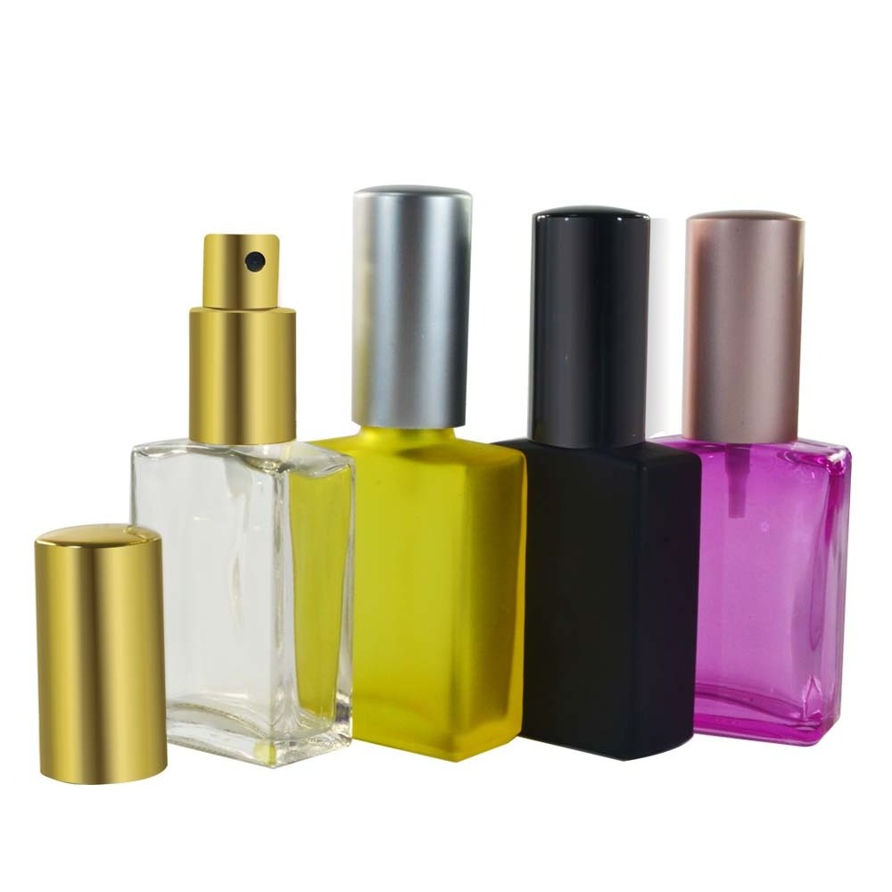 luxury custom logo empty 15ml 30ml 50ml 100ml square rectangle refillable frosted glass perfume spray bottle