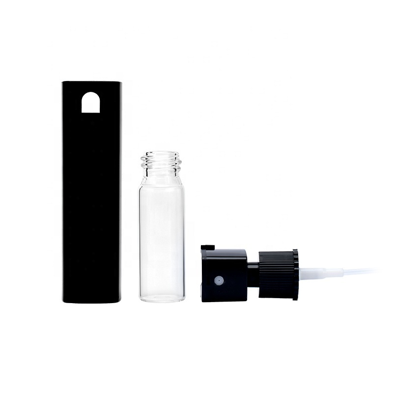 Empty pocket 10ml portable size glass inner plastic hand sanitizer perfume spray bottle with keychain fine mist atomizer