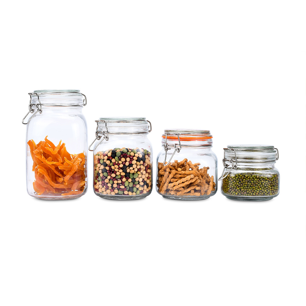 food grade Canisters storing pasta,flour,sugar, cereal,beans,candy,cookies,snacks Airtight glass storage jars with Seal Lids