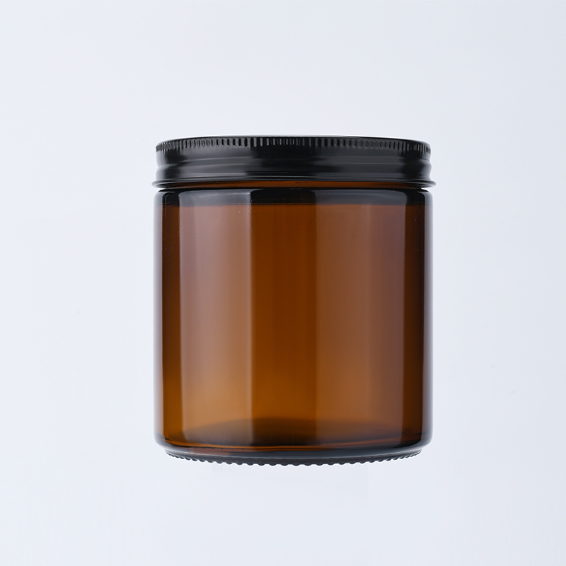 Empty Soy Wax Glass Candle Container 8oz 250ml Wide Mouth Amber Glass Candle Jar with Screw Metal Gold Lid