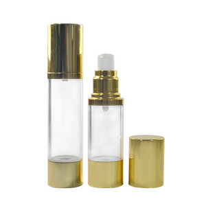 15ml 30ml 50ml gold silver cosmetic lotion airless cosmetic pump bottle in stock