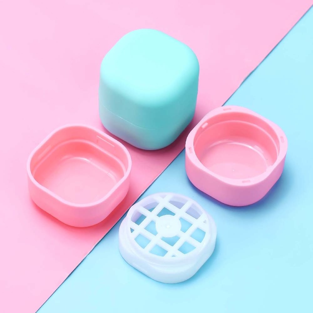 Private label custom empty macaron cute 7g  plastic square mini solid perfume container lip balm case for kids lip balm jar