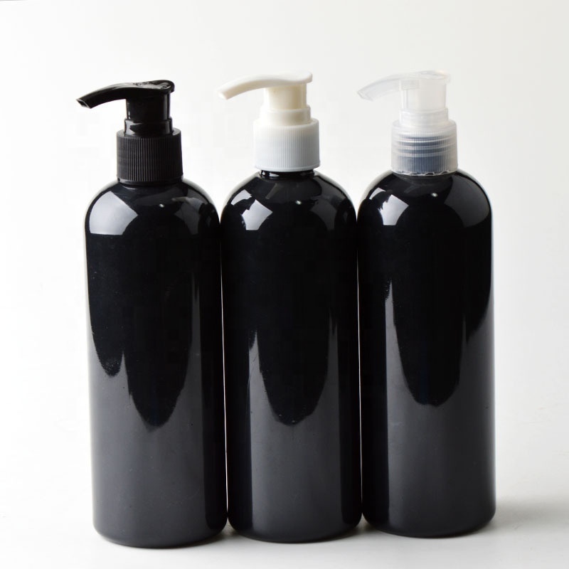 Empty shower gel packaging 8oz 250ml 500ml 1000ml black shampoo plastic lotion bottle with 24/410 pump cap