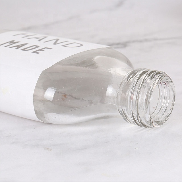 Hot Sale 100ml 200ml 350ml 500ml Flat Square Clear Cold Liquor Beverage Juice Coffee Wine Glass Flask Bottle With Aluminum Cap