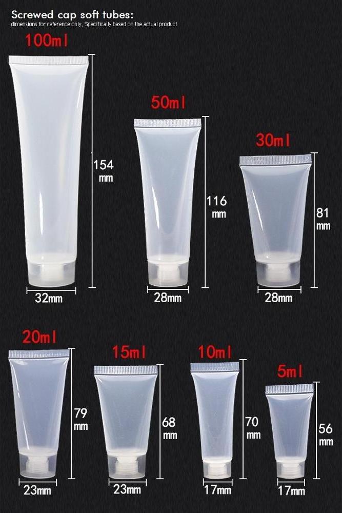 5g 10g 15g 30g 50g100g empty screw flip top clear plastic soft tube for cosmetic cream facial cleanser