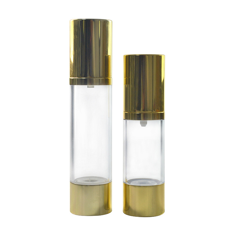 15ml 30ml 50ml gold silver cosmetic lotion airless cosmetic pump bottle in stock