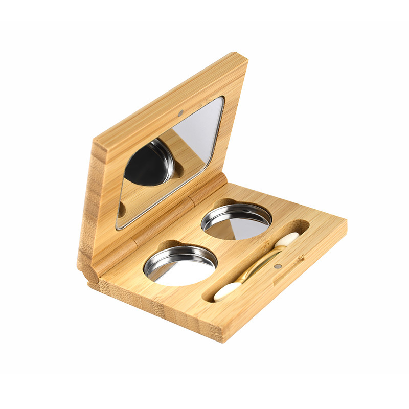 Foldable Makeup packages carving Portable natural wooden powder container bamboo eye shadow box