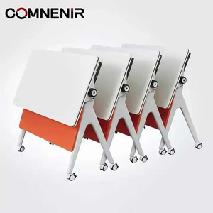 Folding Desk Mobile conference training table/School learning desk with wheels/Office furniture