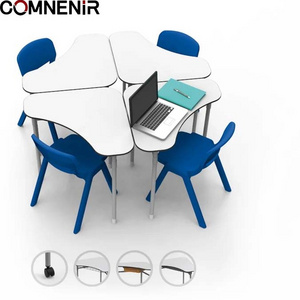 Easy assembly detachable school furniture colorful table and chair in a circle formation for collaborative learning