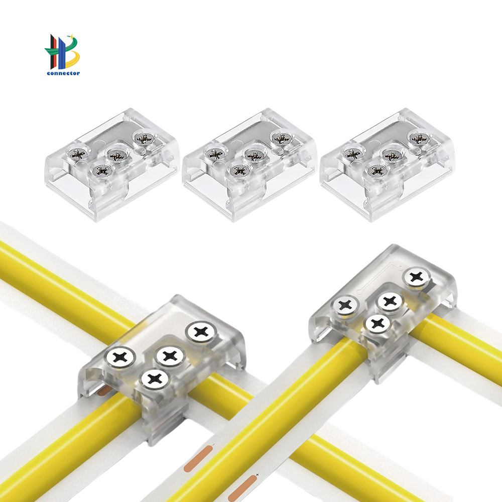 Solderless Gapless Right Angle 2Pin 8MM 10MM L shape T shape Screw fixing LED Strip Connector Strip to Strip Corner Connector