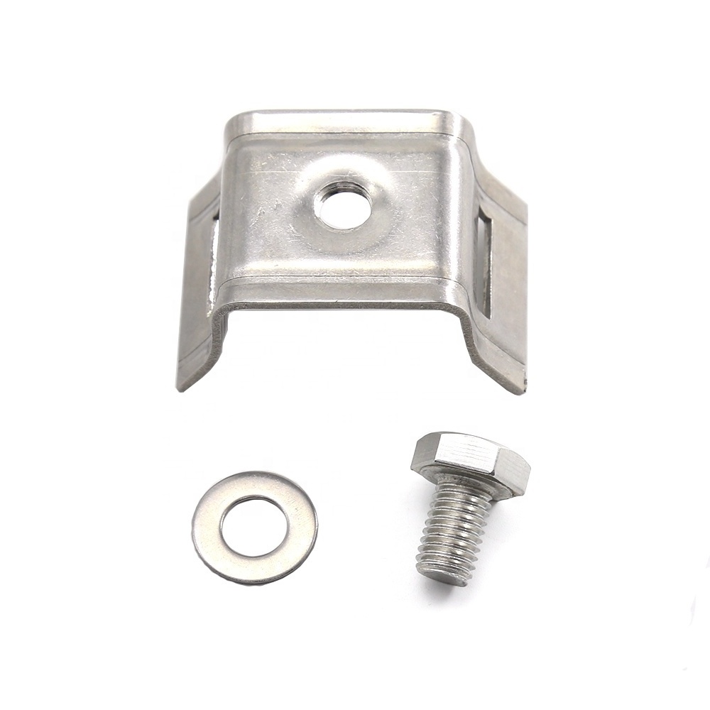 Stainless Steel Single Bolt Flared Leg Sign Mounting Pole Bracket