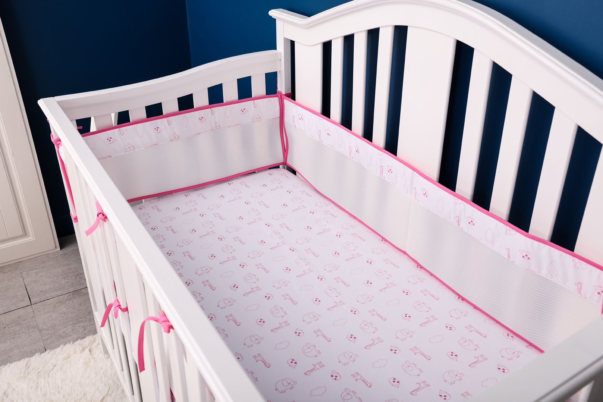 100% polyester microfiber Flexible 4pc design  Mesh Crib Liner Breathable Cribs  Anti Bumper Classic Collection