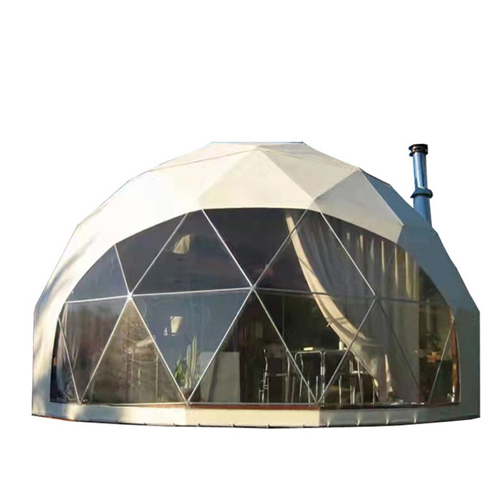 Transparent Luxury Garden Resort Hotel Igloo 6M Glamping Geodesic Dome Tent With Glass Door