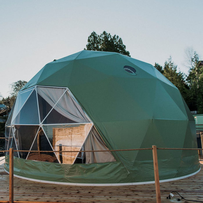 Transparent Luxury Garden Resort Hotel Igloo 6M Glamping Geodesic Dome Tent With Glass Door