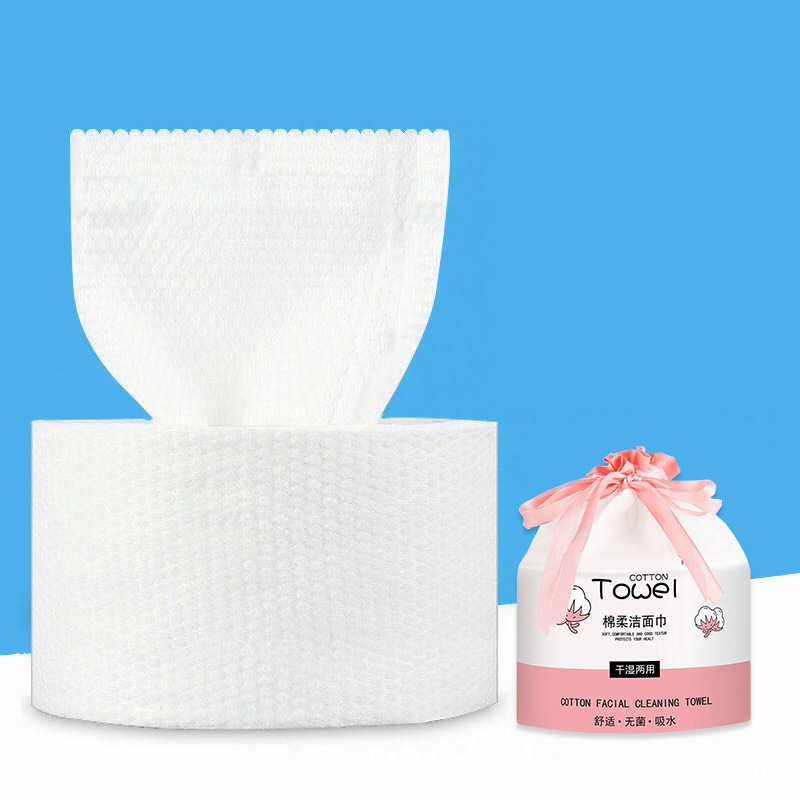 Cotton Face Towel 200GSM Soft Lint-free Facial Cotton Tissue 60Pcs Disposable Dry Towel for Sensitive Skin With Dust-Proof Bag