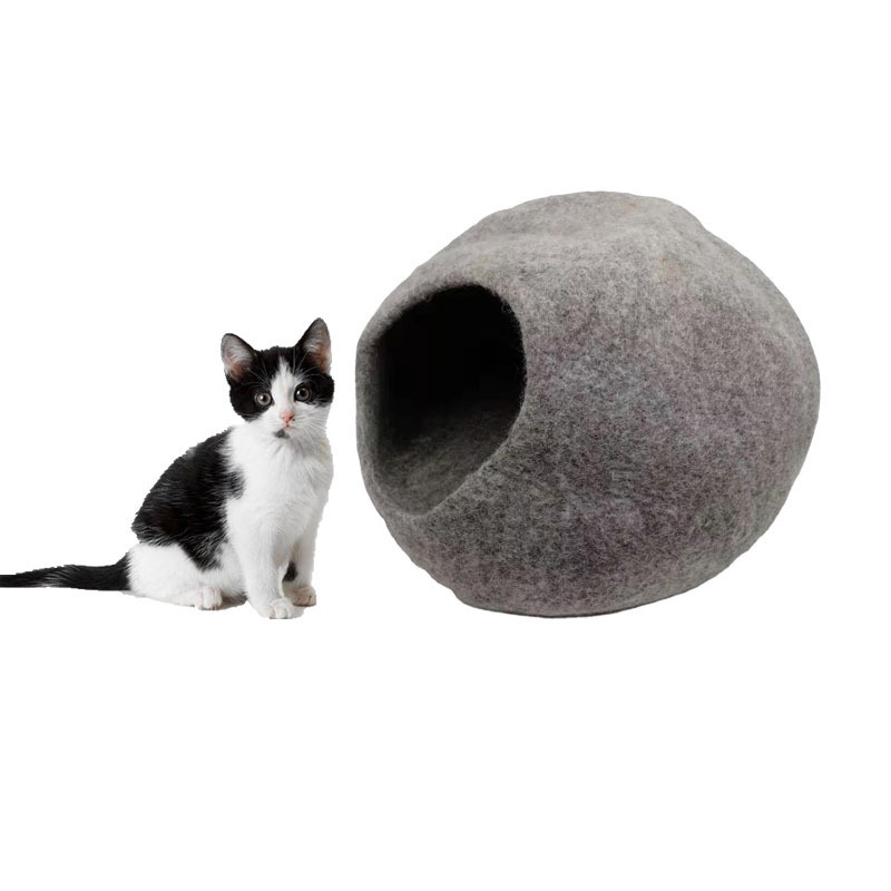 Handmade Organic Wool felt Cat Cave and house felt pet nest