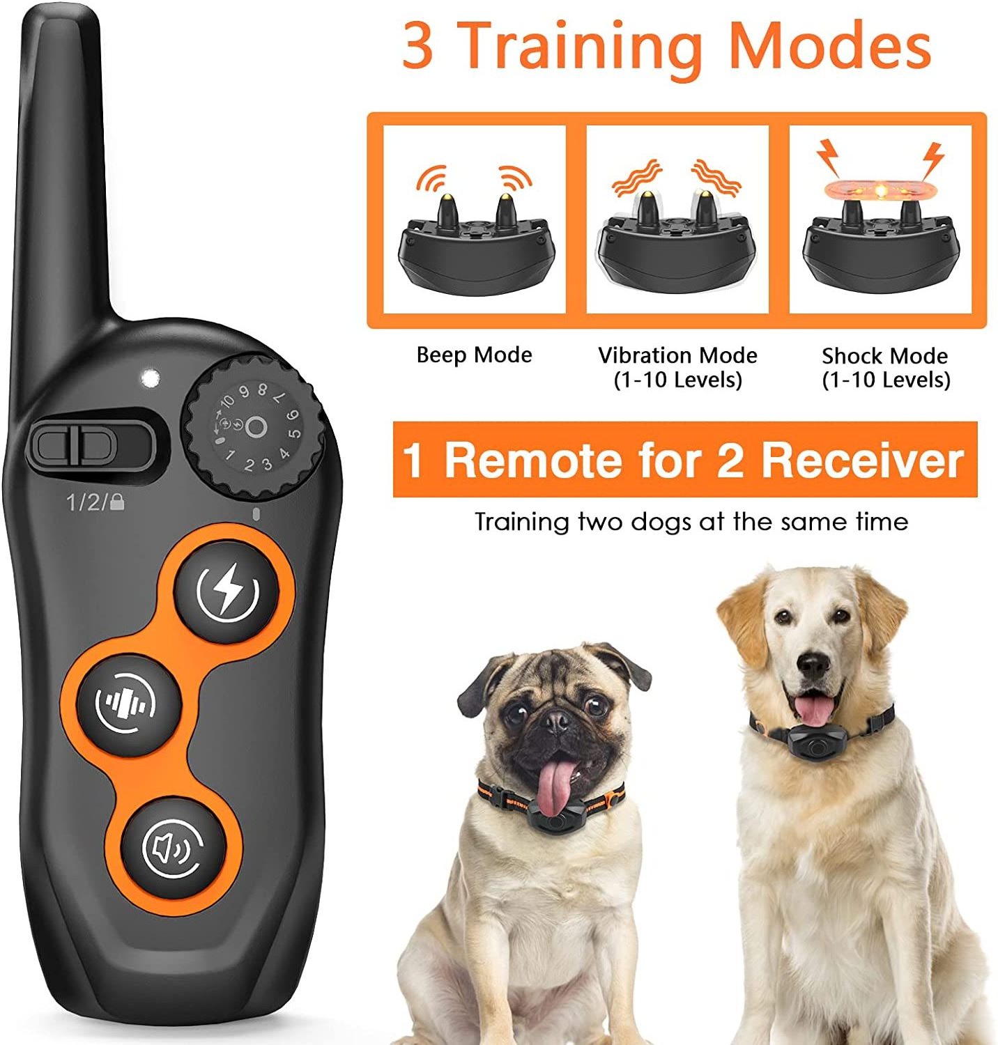 2023  Electric Shock Self Defense Stop Barking Dog Remote Training Shock Collar Slave Puppy Training Dog Shock Bark Collar