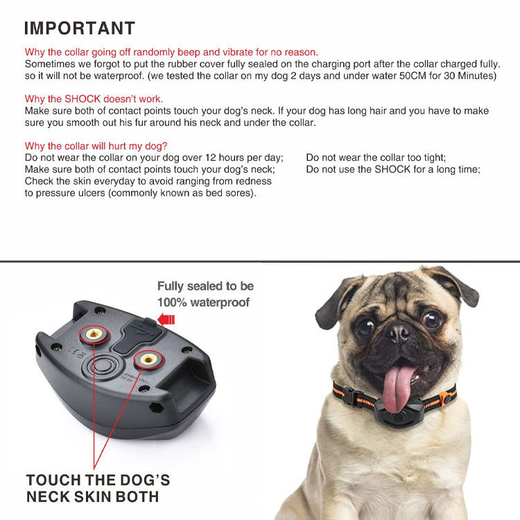 2023  Electric Shock Self Defense Stop Barking Dog Remote Training Shock Collar Slave Puppy Training Dog Shock Bark Collar