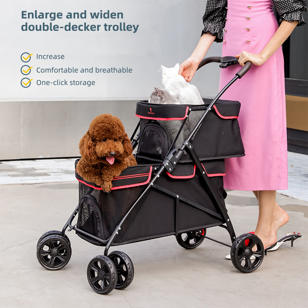 Wholesale Pet Stroller Pet Double  Detachable Stroller For Cats  And dog stroller luxury 4 wheels