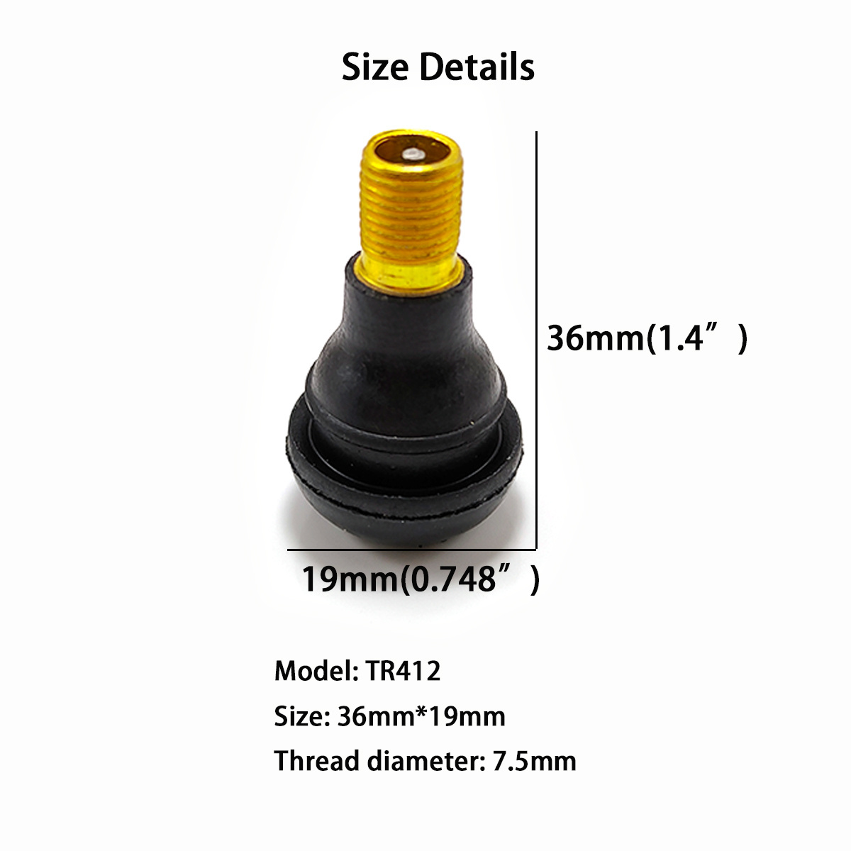 Tire Valve TR412 TR413 TR414 TR415 Black Rubber Snap-in Tire Valve Stems