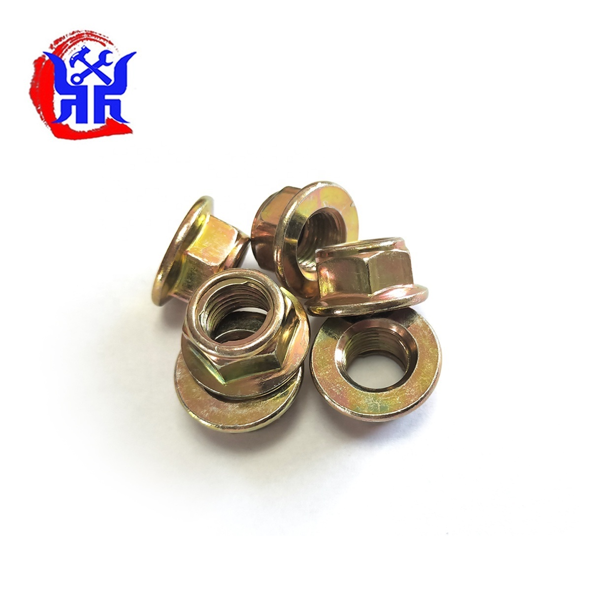 yellow m10x1.25 titanium hex nut with flange wing head acorn nuts