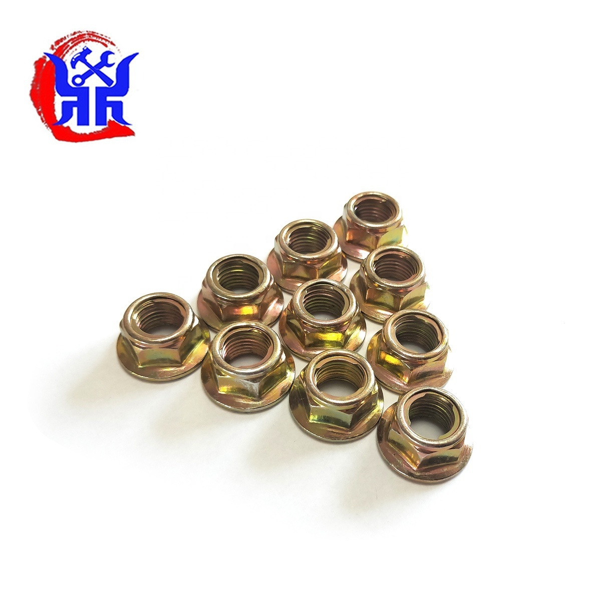 yellow m10x1.25 titanium hex nut with flange wing head acorn nuts