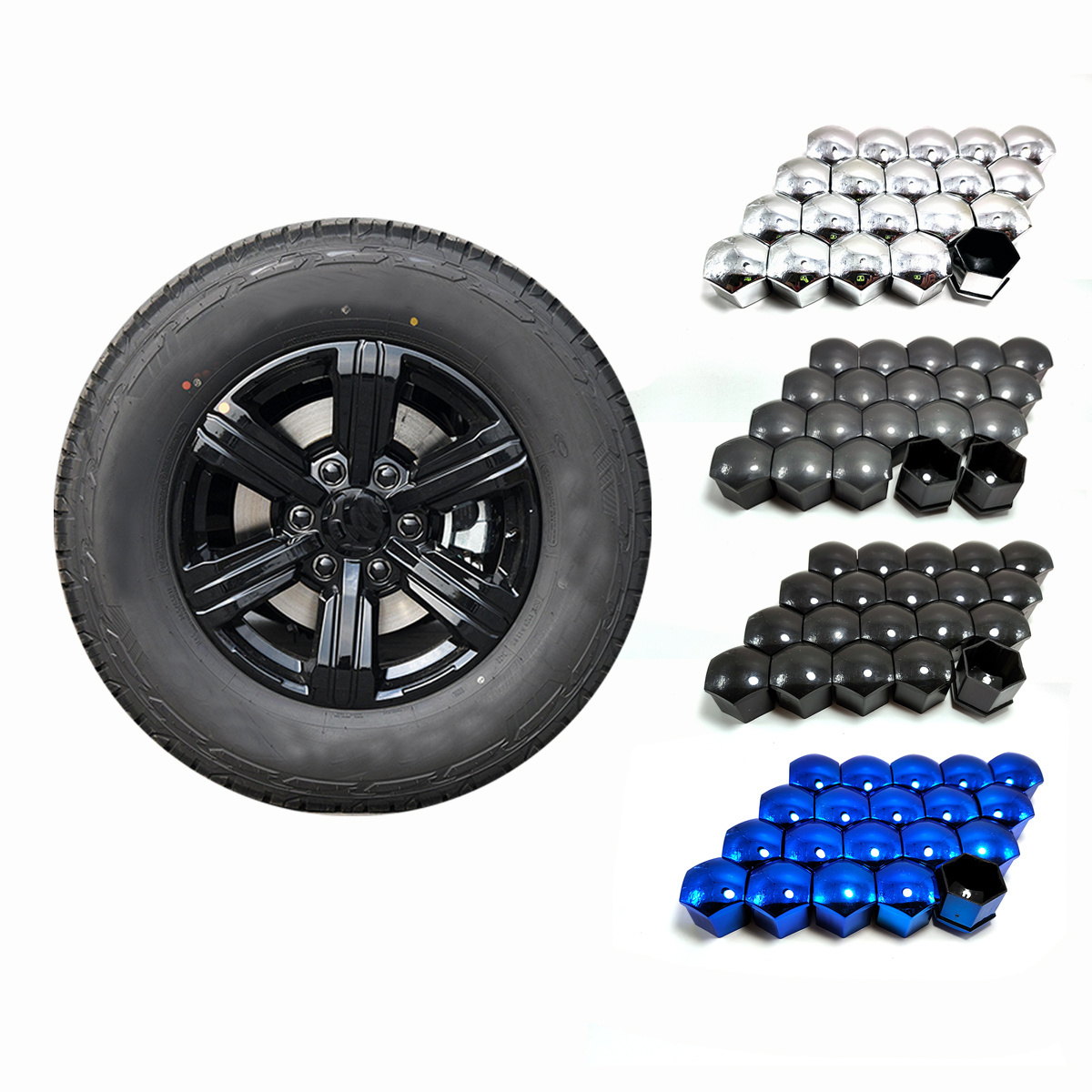 20Pcs 19mm Car Hub Screw Cover Auto Wheel Nut Caps Bolt Rim Accessories Black