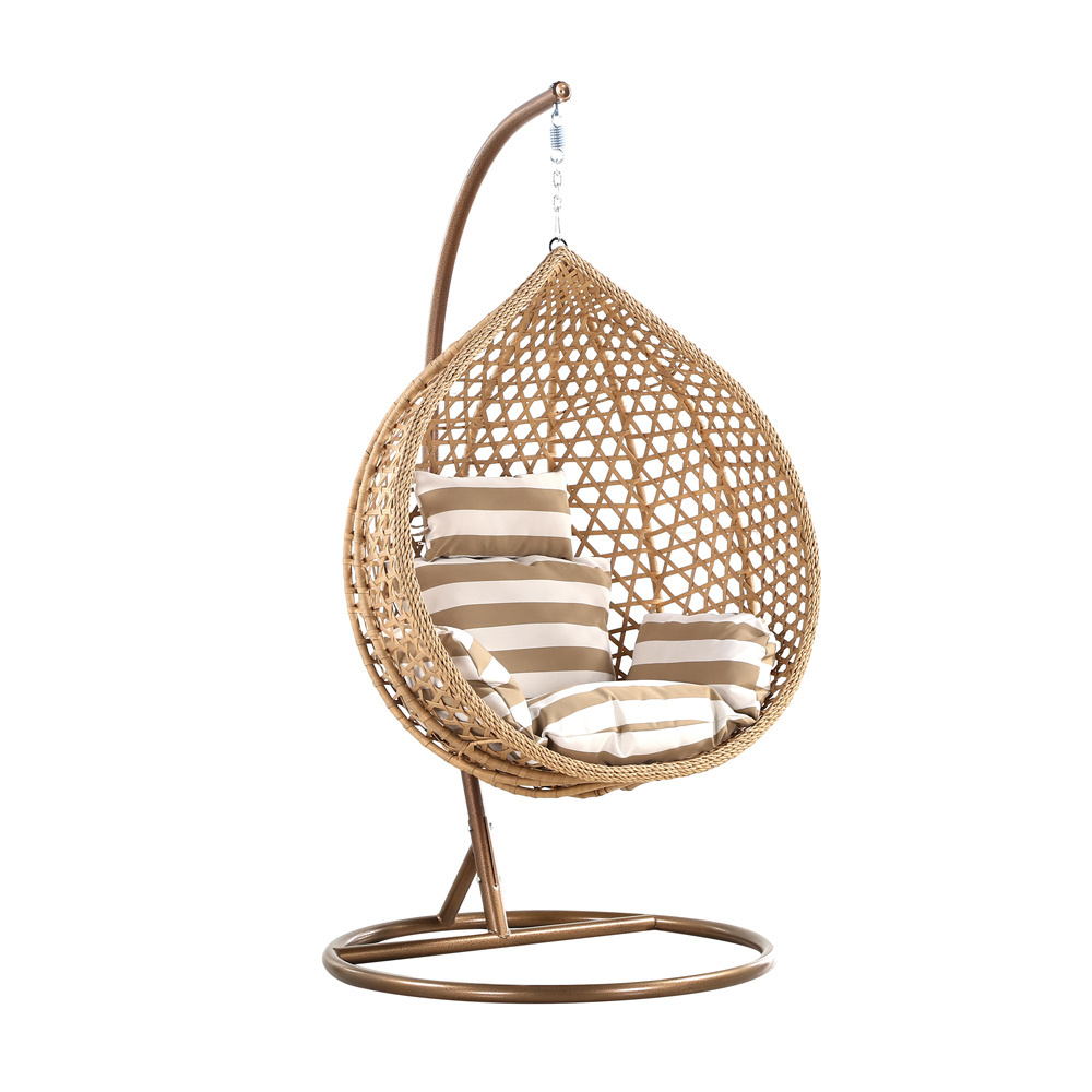 Swings Shape Hanging Chair with Metal Stand Rattan Swing Chair