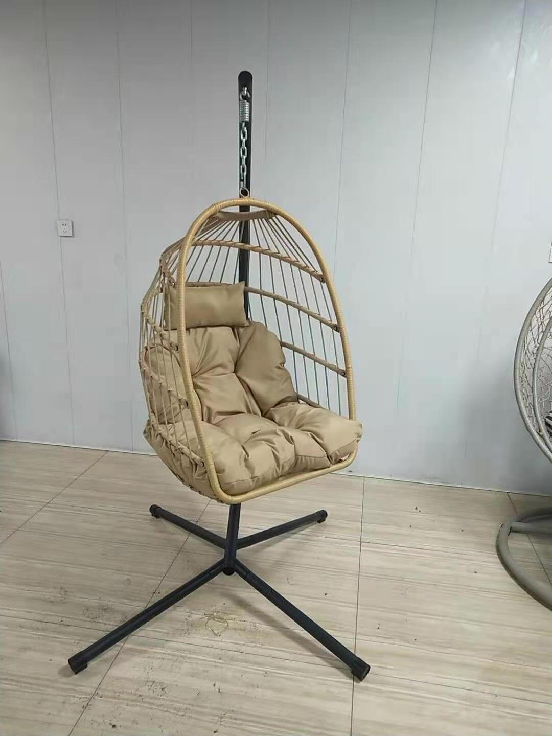 Factory Wholesale Furniture Leisure Chair Rattan Basket Chair with Foldable Basket Outdoor Rattan Chair