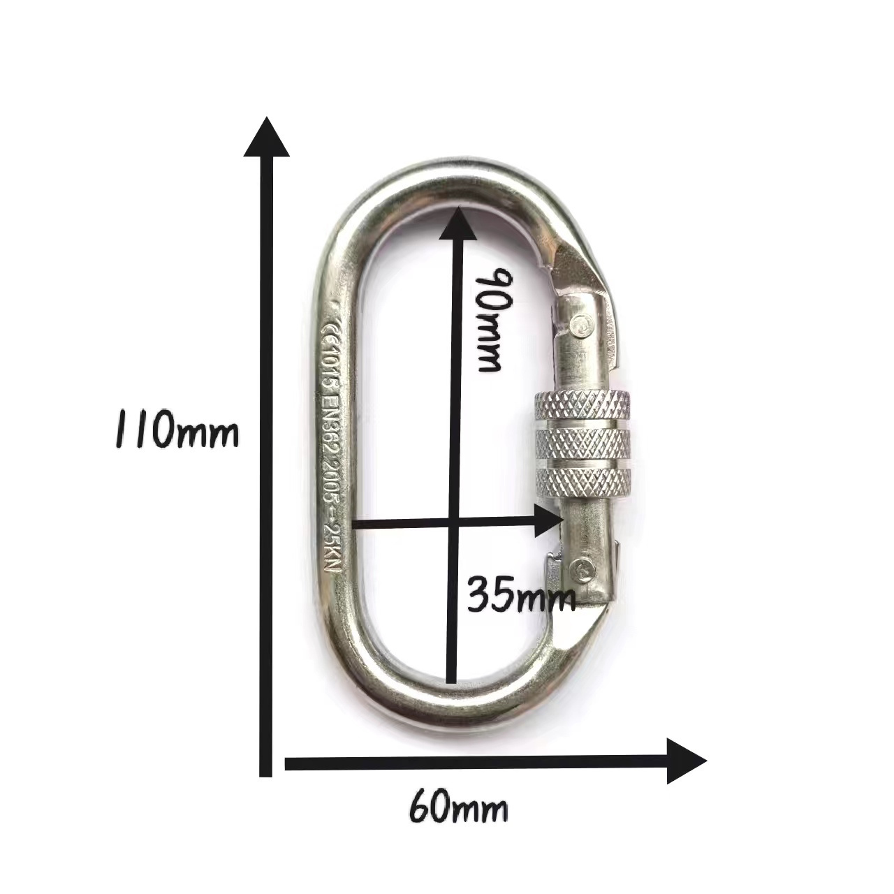 screw lock Gate Hammock Hook Steel Clip Snap Hook 25KN Oval Carabiner Steel O shape carabiner locking ladder snap hook