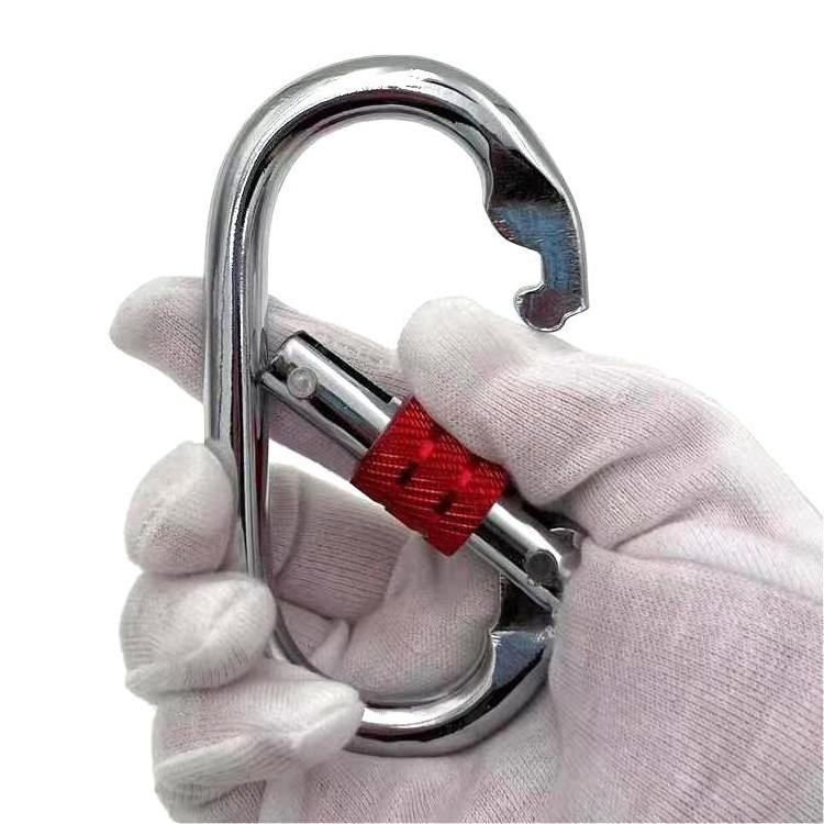 Factory Custom logo Heavy Duty used Hammock 25kn carabiner  Climbing  high strength pull steel 25kN Screw Lock carabiner karabin