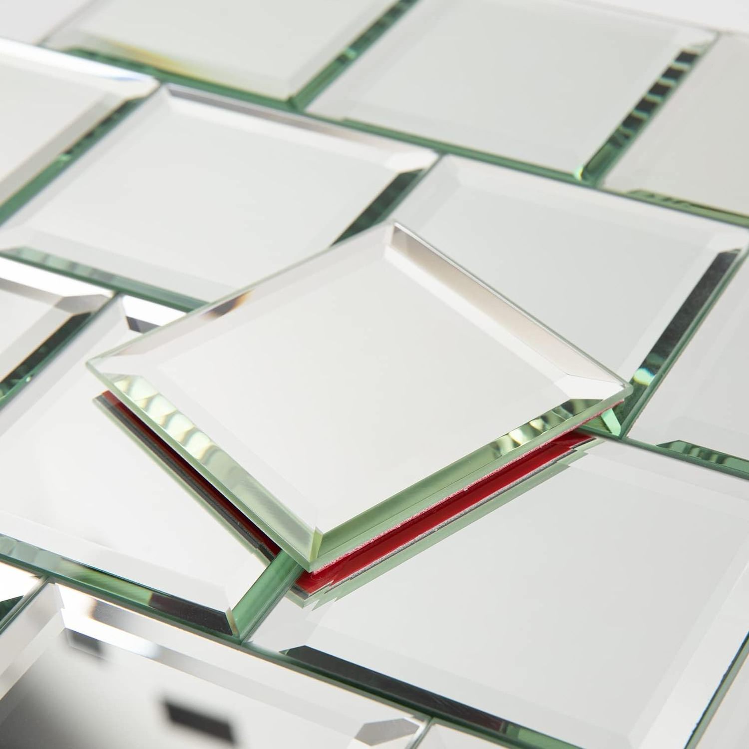 Peel and stick Beveled Mirror Glass Tile Beveled square  wall mirror