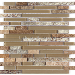 Marble Mosaic Glass and Stone blend Random Strip 12 x 12 Mosaic Tile