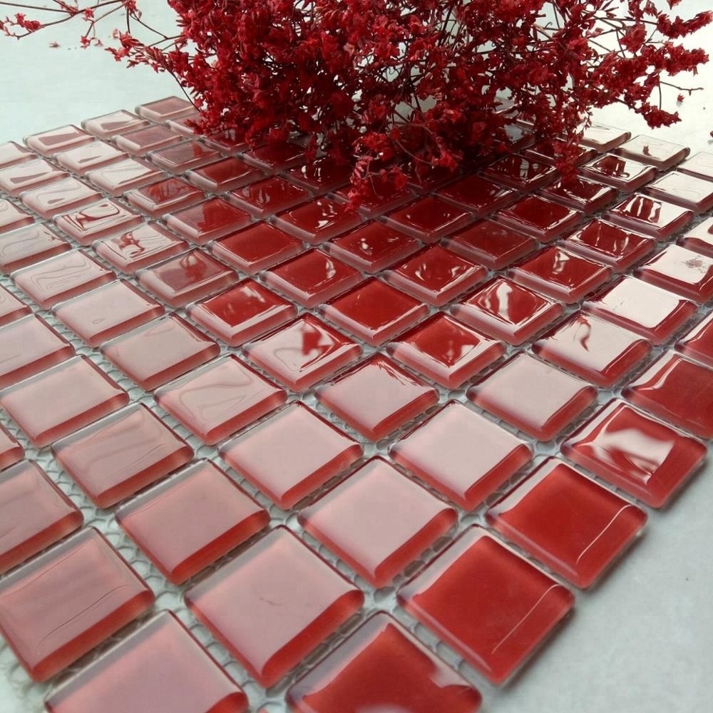 Pink glass floor tile Chinese mosaic tiles