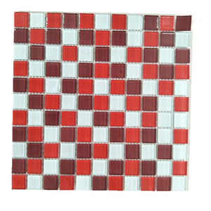 Kitchen backsplash 4mm red white glitter glass mosaic tile price