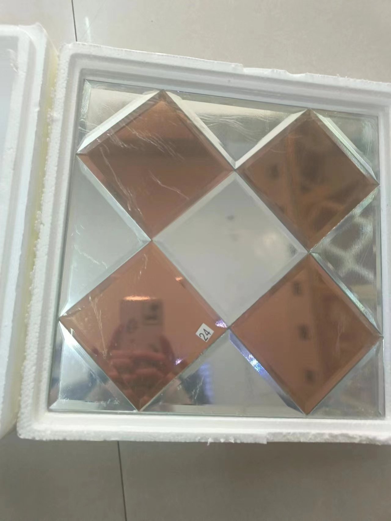 Color beveled diamond mirror glass tile