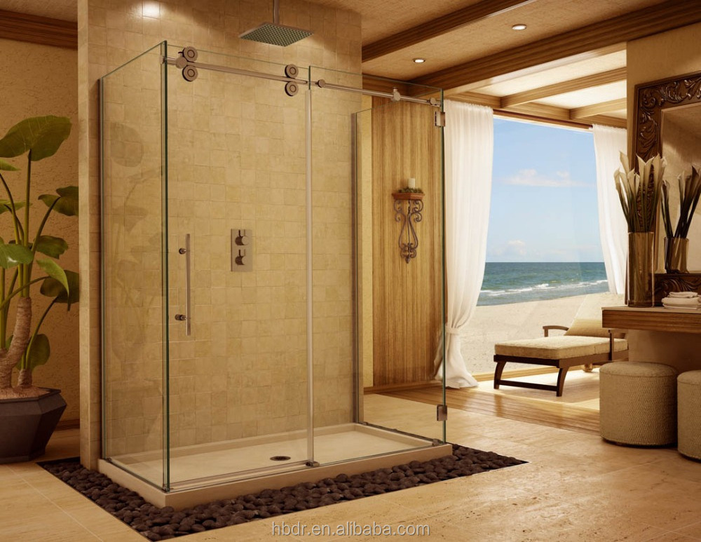 Hot sell self-cleaning Bathroom Sliding Shower Doors /Frameless Glass Shower Doors with cheap price high quality