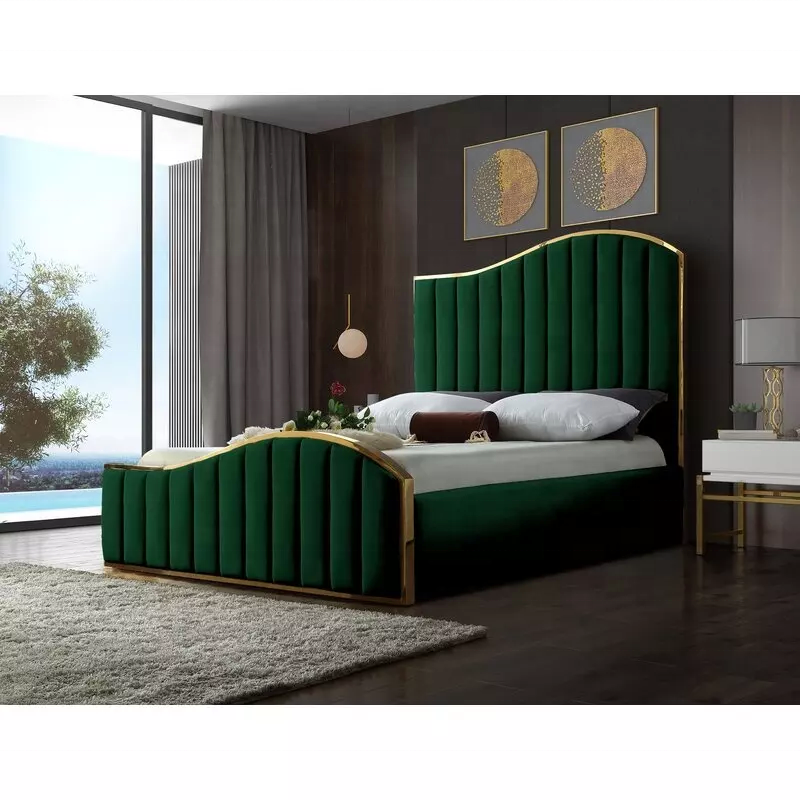 Italian Bed frame for bedroom set furniture king size modern latest double bed designer furniture set fabric  luxury bed