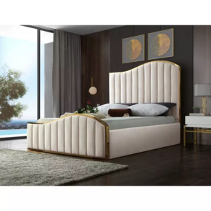 Italian Bed frame for bedroom set furniture king size modern latest double bed designer furniture set fabric  luxury bed