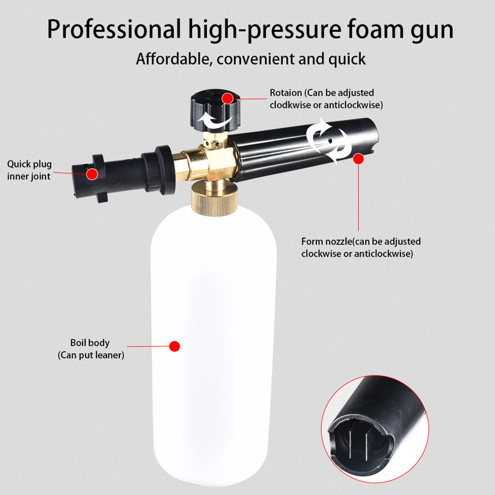 High Pressure Car Wash Snow Foam Cannon Foam Spray Bottle Snow Foam Lance with 1/4'' Quick connector