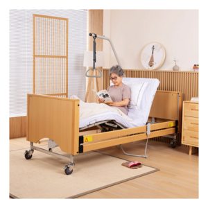 2023 Luxury wood home care bed for elderly hospital bed with monkey bar multi-function electric medical nursing beds