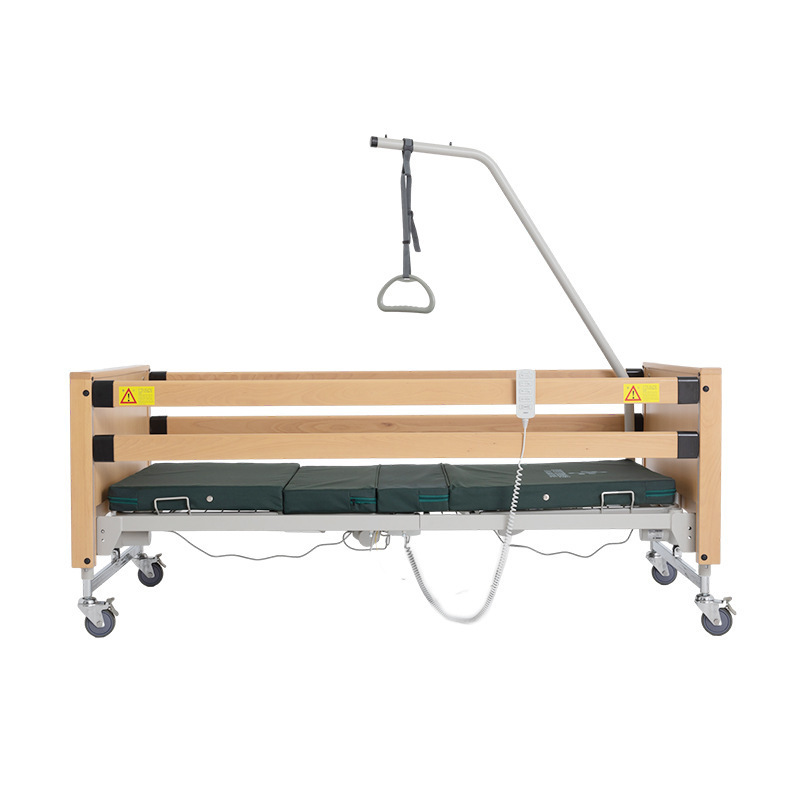 2023 Luxury wood home care bed for elderly hospital bed with monkey bar multi-function electric medical nursing beds