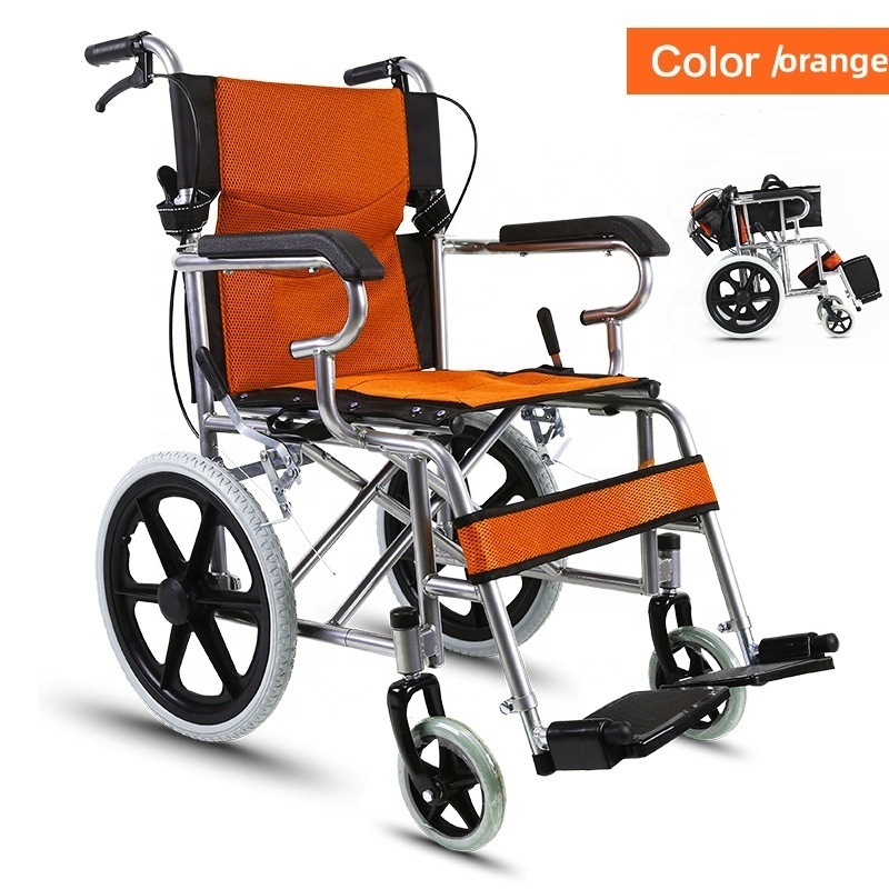 Folding Stainless Steel Manual Wheelchair For Elderly Rehabilitation Lightweight Wheelchair