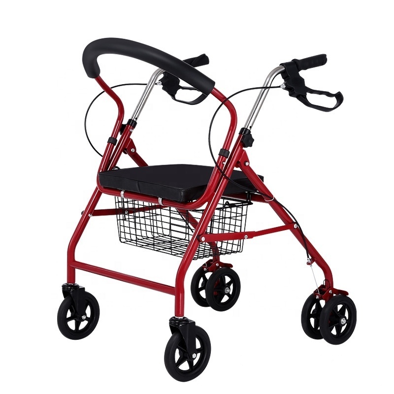 Modern, Convenient Elderly People Shopping Trolley With Seat, Wheels And Basket