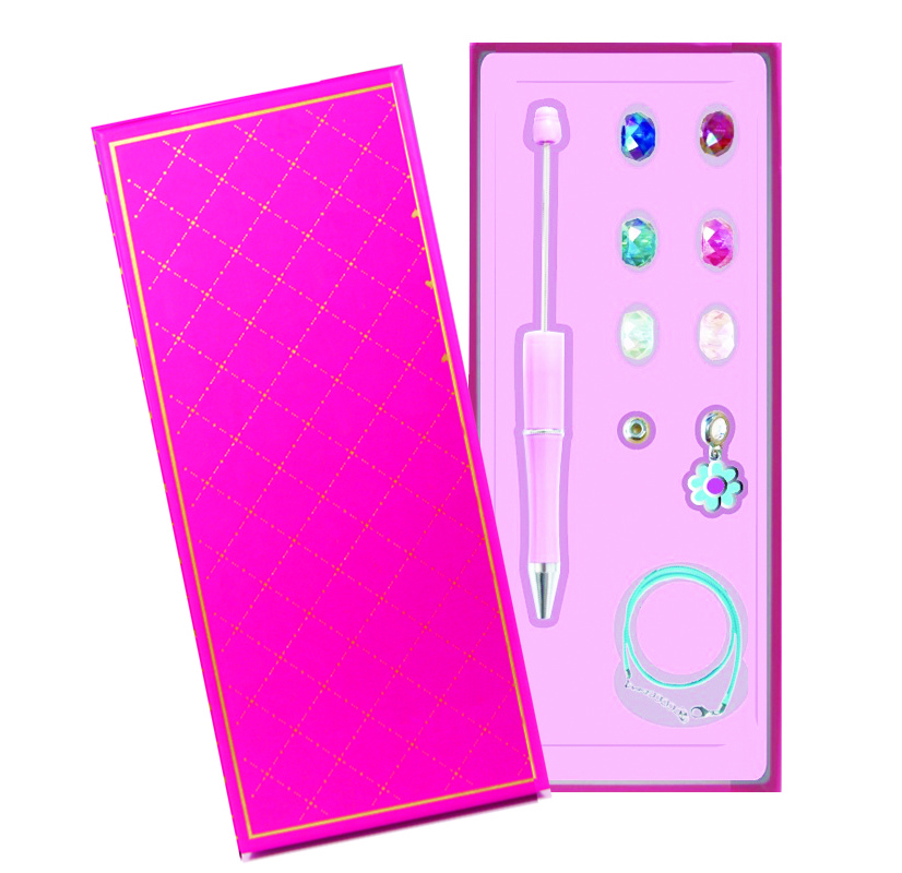 Boxed DIY gel Pen gift set with beads / chain /charm for girls