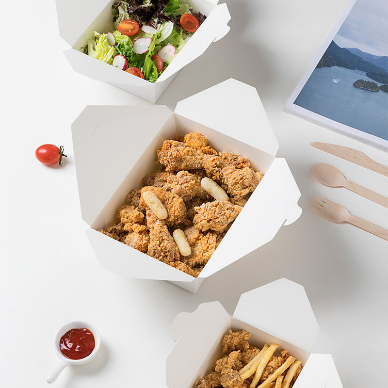 Custom Food Grade Roast Wings Fry Nugget Fried Chicken Disposable Boxes Takeout Burger Paper Fries Box Fast Food Packaging