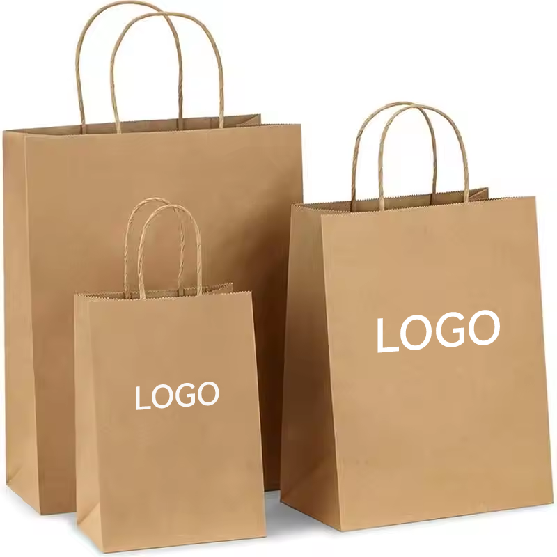 Wholesale Custom Logo Bolsas De Regalo Sac En Papier Kraft Pas Cher Shopping Wedding Gift Bag